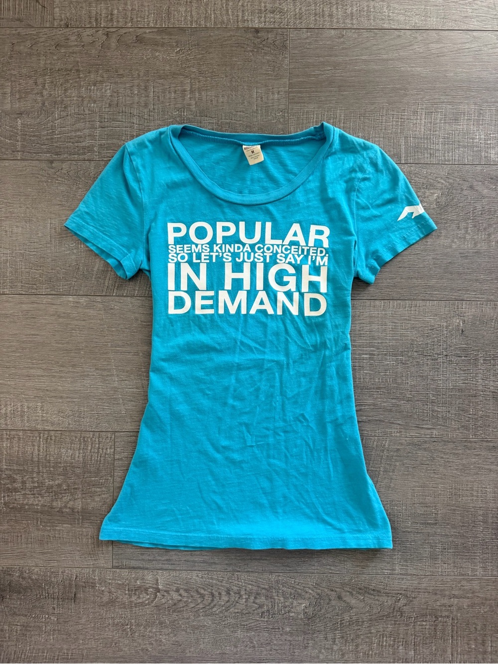 Hollister Vintage Turquoise Y2K Funny Womens Graphic Short Sleeve Tee